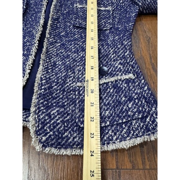 Talbots 10 Purple White Tweed Woven Blazer Jacket Classic Fall Winter Wool Blend - Picture 10 of 12